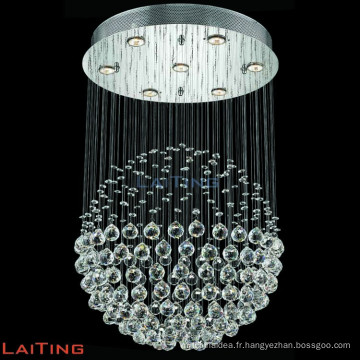 Hôtel projet hall K9 cristal goutte grand globe lustre avec LED 91004